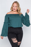 Plus Size Off-the-shoulders Bell Sleeve Top
