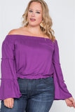 Plus Size Off-the-shoulders Bell Sleeve Top