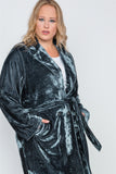 Plus Size Velvet Long Sleeve Trench Coat
