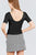 Elbow Sleeve V-neck W/shirring Rayon Spandex Rib Knit Top