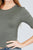 Elbow Sleeve Crew Neck W/shoulder Button Detail Rib Knit Top