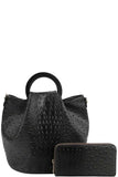 2in1 Stylish Croco Pattern Chic Satchel With Long Strap