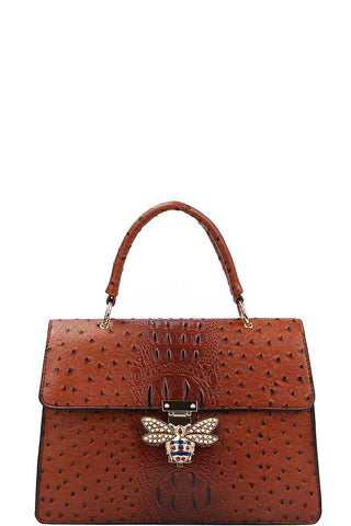 Stylish Insect Buckle Satchel With Matching Wallet