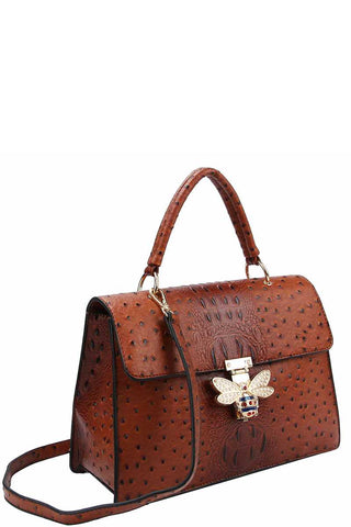 Stylish Insect Buckle Satchel With Matching Wallet