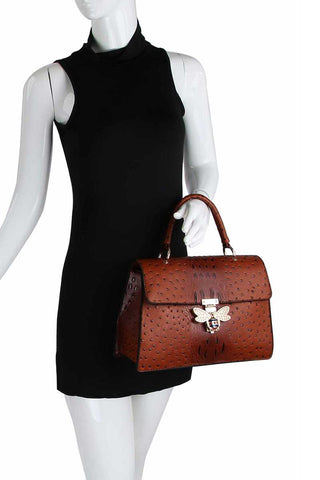 Stylish Insect Buckle Satchel With Matching Wallet