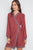 Rust Contrast Trim Long Sleeve Wrap Dress