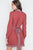 Rust Contrast Trim Long Sleeve Wrap Dress