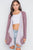 Mauve Knit Draped Front Long Sleeve Cardigan