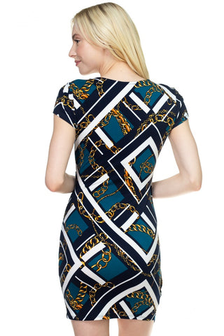 Chain & Square Grid Mini Dress