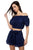 Smocked Off Shoulder Top & High Waist Eyelet Shorts Set