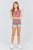 Short Sleeve Contrast Henley Neck Stripe Rayon Spandex Knit Top
