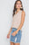 Taupe Surplice Neck Button Front Sleeveless Top