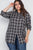 Plus Size Green Taupe Plaid Long Sleeve Top