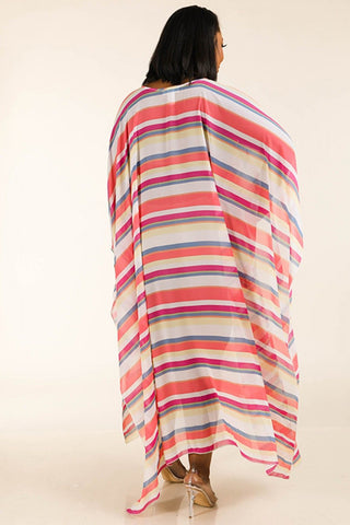 Multi Stripe Woven Cover Up