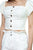 Button Down Puff Sleeve Crop Top