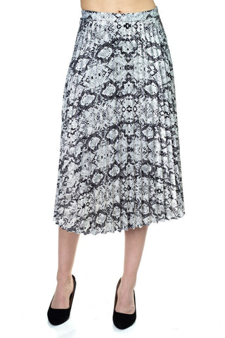 Pleated Snake Print Skirt