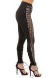 Side Fishnet Contrast Lace Up Pants