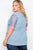 Plus Size Blue Short Lace Sleeves Knit Top