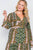 Plus Size Multi Print V-neck Long Sleeve Maxi Dress