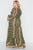 Plus Size Multi Print V-neck Long Sleeve Maxi Dress