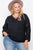 Plus Size Crochet Trim V-neck Boho Top