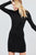 Long Sleeve W/button Detail High Neck Knit Mini Dress