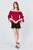 Bubble Sleeve W/bow Tie Off The Shoulder W/crochet Lace Cotton Woven Top