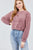 Long Dolman Sleeve Round Neck Toggle Elastic Hem Faux Fur Top
