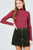 Long Sleeve Shirring Turtle Neck Rib Knit Top