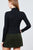 Long Sleeve Shirring Turtle Neck Rib Knit Top