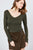 Long Sleeve Double V-neck Rib Knit Top