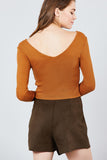 Long Sleeve Double V-neck Rib Knit Top