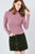 Long Sleeve W/button Detail Mock Neck Rib Knit Top