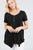 Short Sleeve Scoop Neck W/button Shirring Detail Rayon Spandex Top