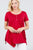 Short Sleeve Scoop Neck W/button Shirring Detail Rayon Spandex Top