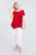 Short Sleeve Scoop Neck W/button Shirring Detail Rayon Spandex Top