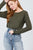 Long Sleeve Round Neck Shoulder Button Detail Brushed Hacci Top