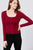Long Sleeve Scoop Neck Front Button Detail Rib Knit Top