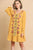 Floral Embroidered Long Sleeve V-neck Ruffle Hem Dress With Sleeve Ties And Crochet Details