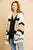 Multi Color Mixed Fabric Long Sleeve Open Front Cardigan Sweater