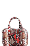 Trendy Setter Cute Python Pattern Boston Bag With Long Strap