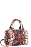 Trendy Setter Cute Python Pattern Boston Bag With Long Strap