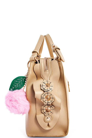 Cute Fashion Pompom Charm Satchel With Long Strap