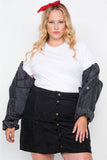 Plus Size Corduroy Scallop Front Mini Skirt