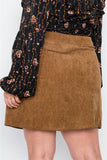 Plus Size Corduroy Scallop Front Mini Skirt