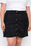 Plus Size Corduroy Scallop Front Mini Skirt