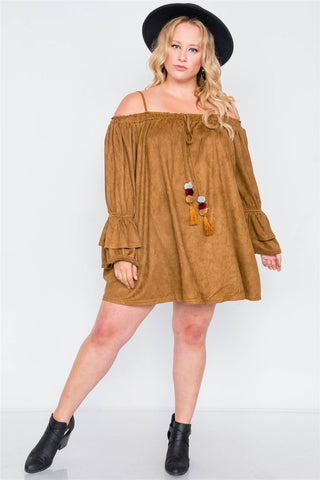 Plus Size Faux Suede Mini Dress