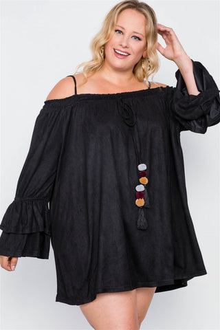 Plus Size Faux Suede Mini Dress