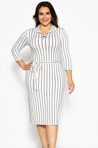 Solid Striped, Midi Tee Dress