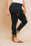 Skinny Pants With Animal Print Patches And Rolled Cuff Hem